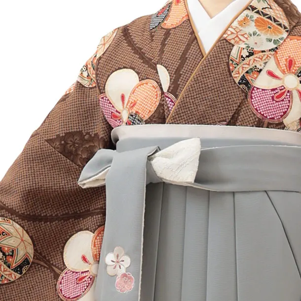 九重 ブラウンにまりとねじり梅×グレー 0013／RENCAセレクション