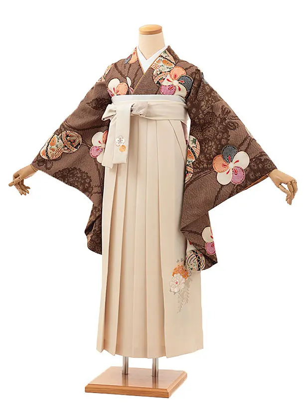 九重 ブラウンにまりとねじり梅×アイボリー 0014／RENCAセレクション