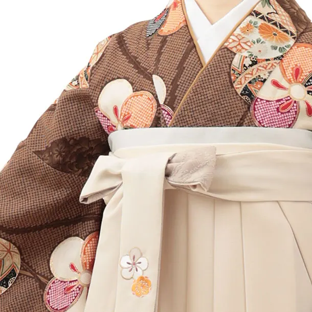 九重 ブラウンにまりとねじり梅×アイボリー 0014／RENCAセレクション