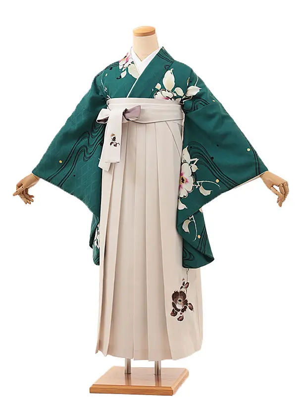 そしてゆめ グリーンに流水椿×アイボリー 0018／RENCAセレクション