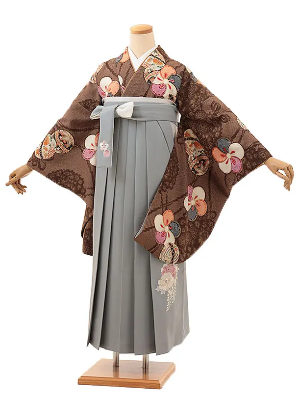 九重 ブラウンにまりとねじり梅×グレー 0029／RENCAセレクション