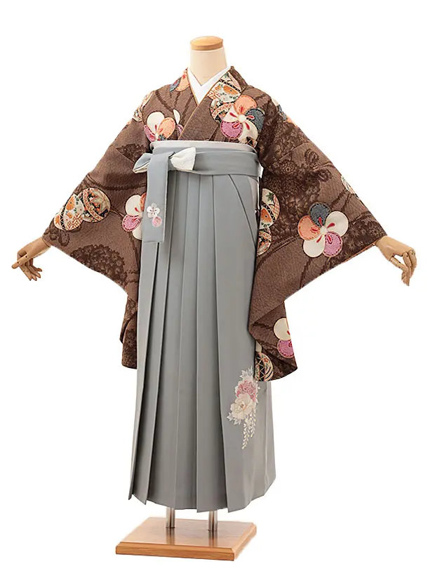 九重 ブラウンにまりとねじり梅×グレー 0029／RENCAセレクション