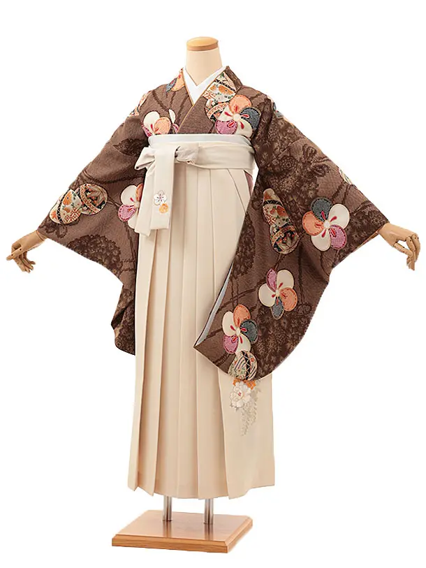 九重 ブラウンにまりとねじり梅×アイボリー 0030／RENCAセレクション