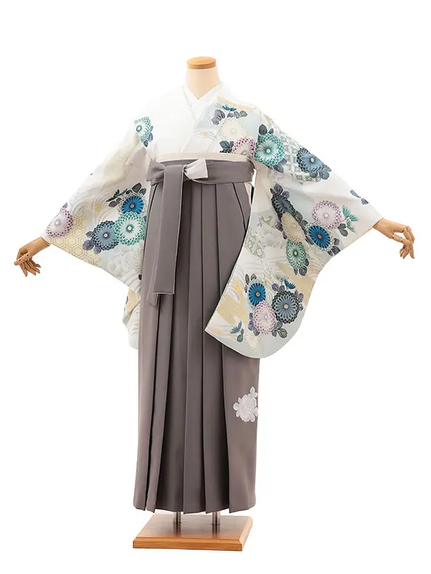 白地に青菊古典×グレー 0050/RENCAオリジナル