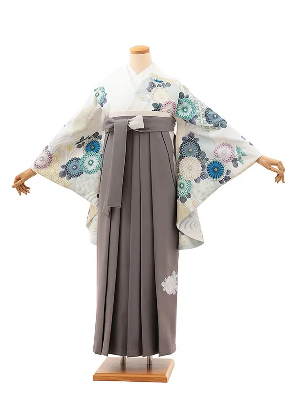 白地に青菊古典×グレー 0051/RENCAオリジナル