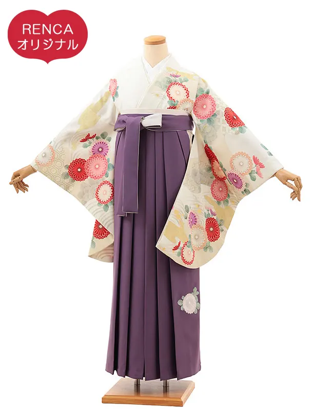 アイボリーに赤菊古典×紫 0053/RENCAオリジナル
