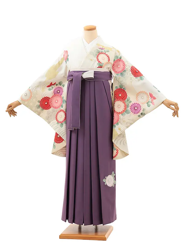 アイボリーに赤菊古典×紫 0054/RENCAオリジナル