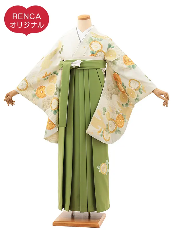 アイボリーに黄菊古典×黄緑 0056/RENCAオリジナル