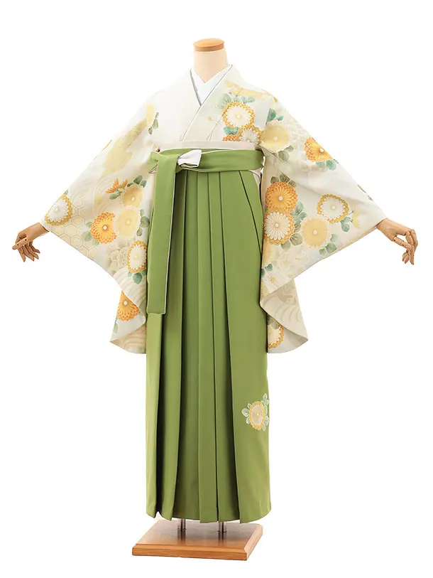 アイボリーに黄菊古典×黄緑 0057/RENCAオリジナル