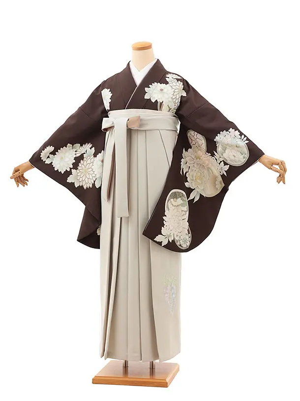 濃こげ茶に丸紋花×ベージュ0059/RENCAオリジナル