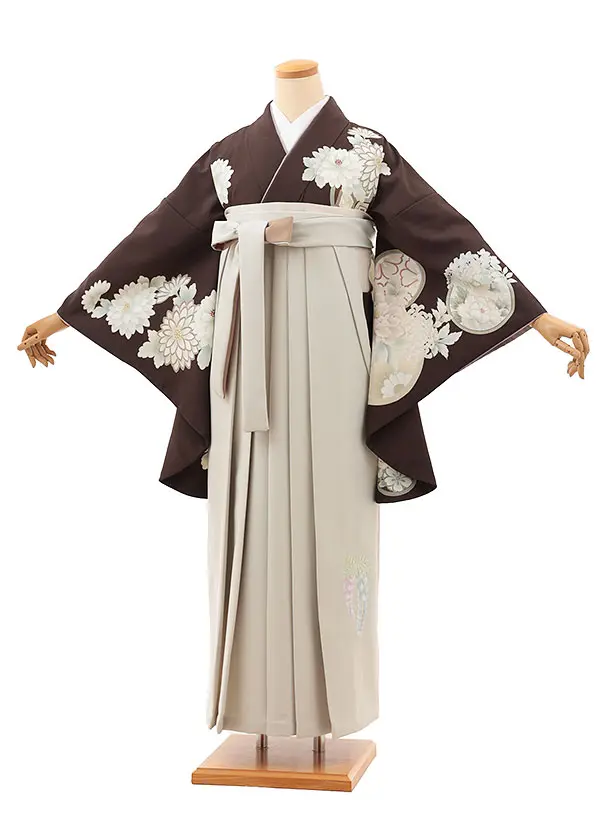 濃こげ茶に丸紋花×ベージュ0059/RENCAオリジナル