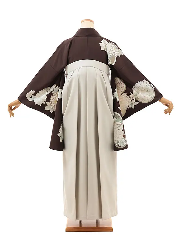 濃こげ茶に丸紋花×ベージュ0059/RENCAオリジナル