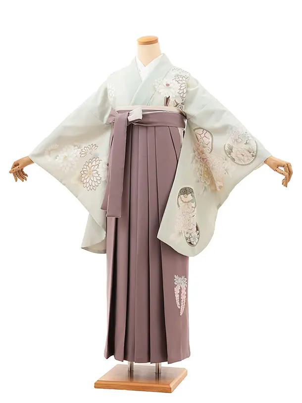 ひわグレーに丸紋花×薄アズキ0062/RENCAオリジナル