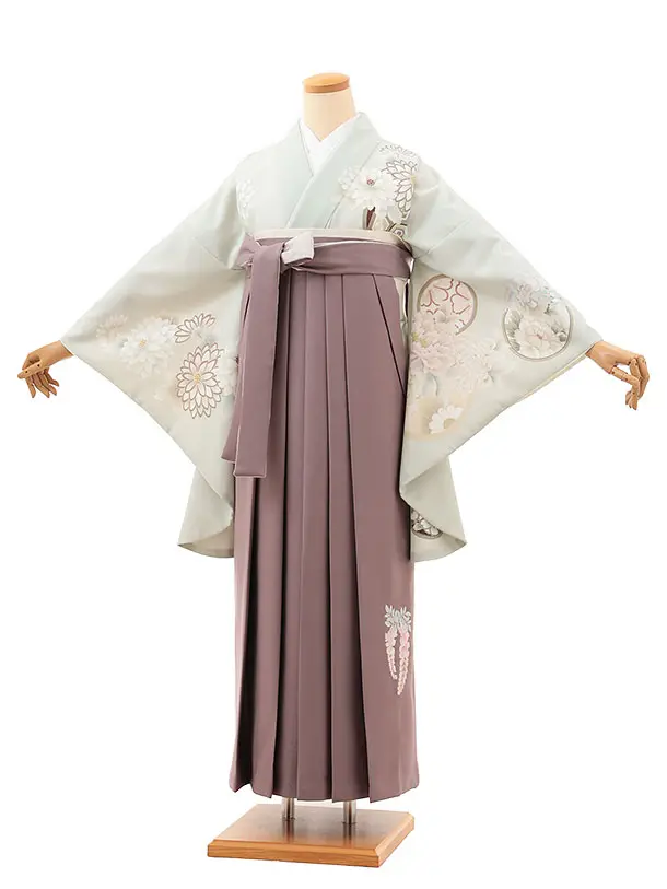 ひわグレーに丸紋花×薄アズキ0062/RENCAオリジナル