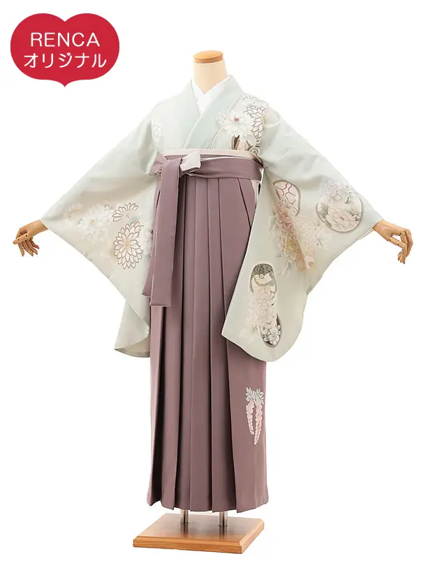 ひわグレーに丸紋花×薄アズキ0063/RENCAオリジナル