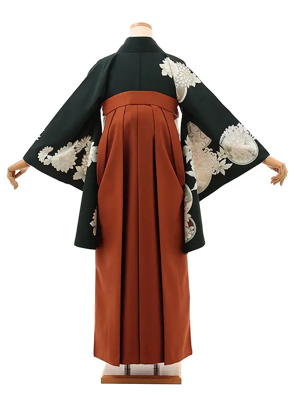 濃深緑に丸紋花×煉瓦茶0065/RENCAオリジナル