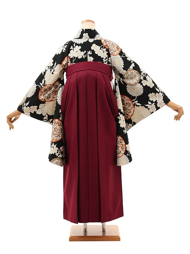 九重　黒地に菊と桜紋×エンジ 0072／RENCAセレクション