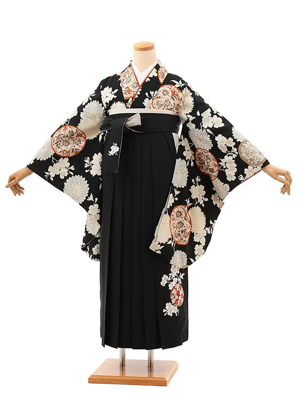 九重　黒地に菊と桜紋×黒 0074／RENCAセレクション