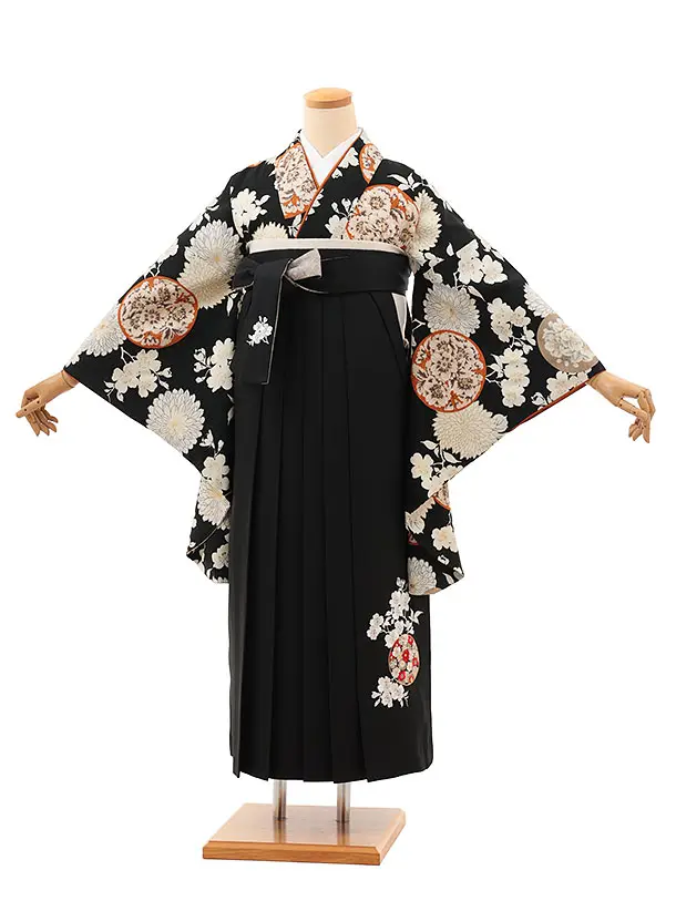 九重　黒地に菊と桜紋×黒 0074／RENCAセレクション