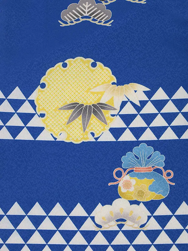 RENCA(3歳男児被布)3008白 鷹x青 雪輪 鱗