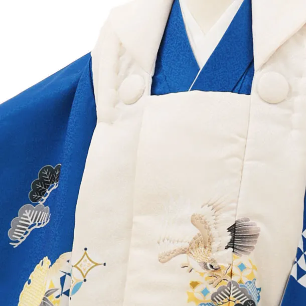 RENCA(3歳男児被布)3008白 鷹x青 雪輪 鱗