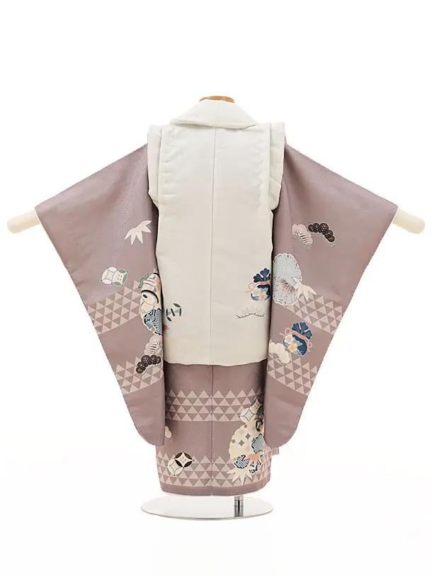 RENCA(3歳男児被布)3009オフホワイト 鷹x薄あずき 雪輪 鱗