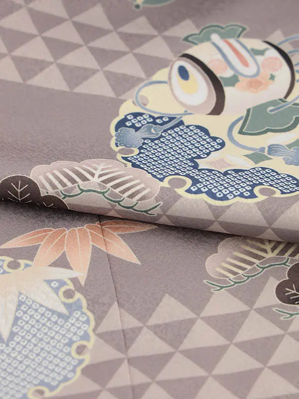 RENCA(3歳男児被布)3009オフホワイト 鷹x薄あずき 雪輪 鱗