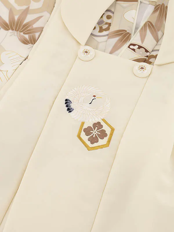 RENCA(3歳男児被布)3011ベージュx生成ベージュ 松竹梅亀甲紋