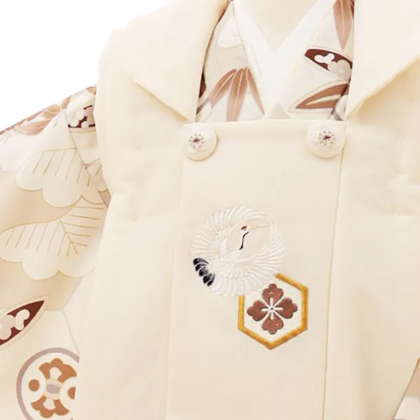 RENCA(3歳男児被布)3011ベージュx生成ベージュ 松竹梅亀甲紋