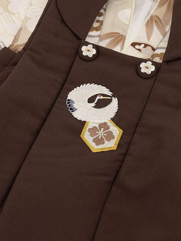 RENCA(3歳男児被布)3012ブラウンx生成ベージュ 松竹梅亀甲紋