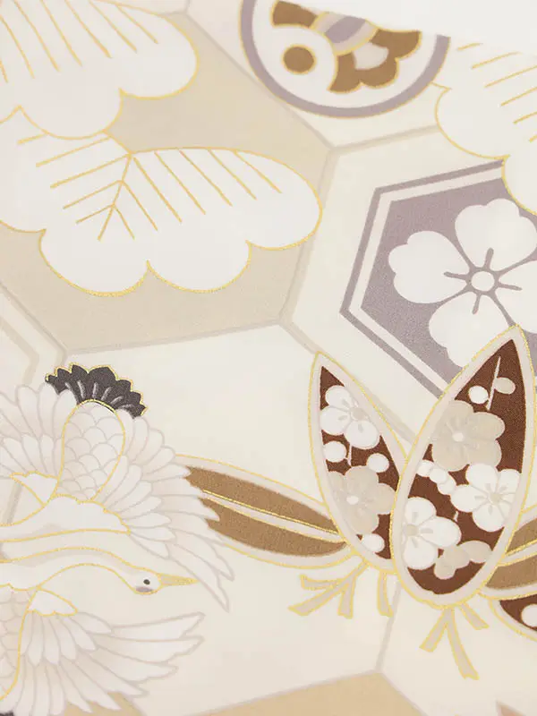 RENCA(3歳男児被布)3012ブラウンx生成ベージュ 松竹梅亀甲紋