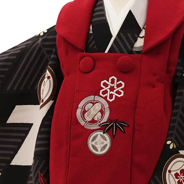 RENCA(3歳男児被布)3016エンジxグレー 菱文様に紋