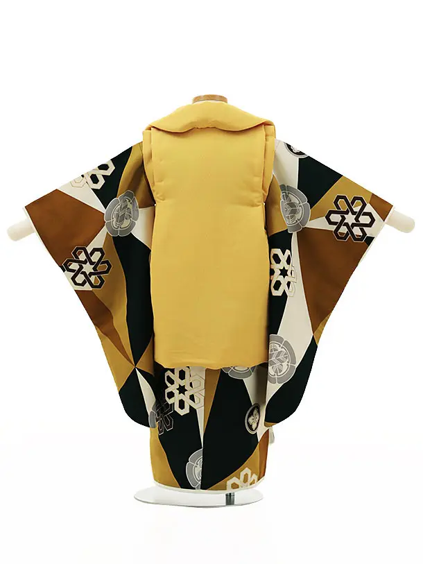 RENCA(3歳男児被布)3017からしxからし黒 変わり柄 紋