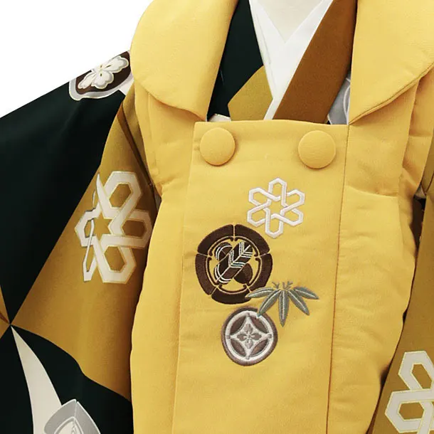 RENCA(3歳男児被布)3017からしxからし黒 変わり柄 紋