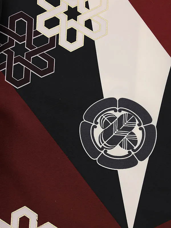 RENCA(3歳男児被布)3020黒xエンジ白 変わり柄 紋