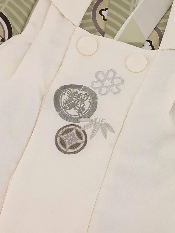 RENCA(3歳男児被布)3023ベージュxモスグレイ 菱文様に紋