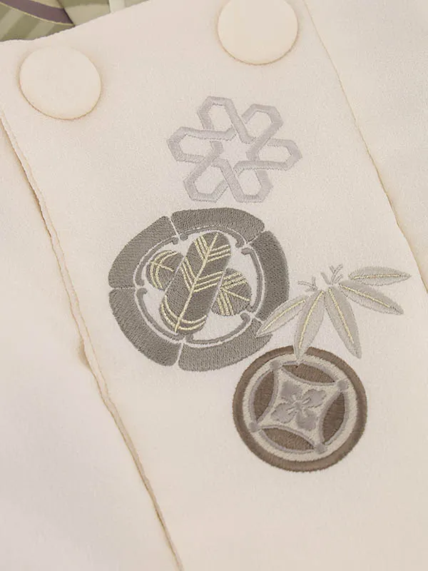 RENCA(3歳男児被布)3023ベージュxモスグレイ 菱文様に紋