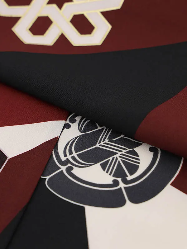 RENCA(3歳男児被布)3028ベージュxエンジ白 変わり柄 紋