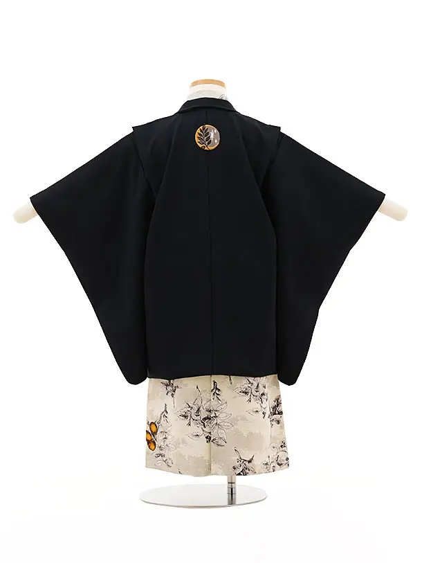 RENCA(3.4歳男児袴)かんたん七五三3029極濃紺×ベージュ柄袴