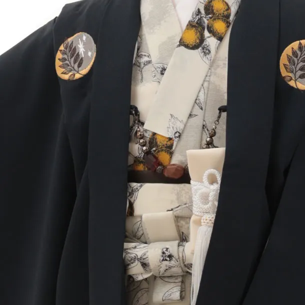 RENCA(3.4歳男児袴)かんたん七五三3029極濃紺×ベージュ柄袴