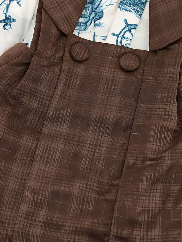 RENCAセレクション(3歳男児被布)3031チョコブラウン×アイボリー地 帆船