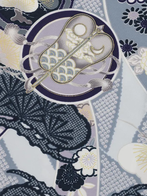 RENCA(3歳男児被布)3037 グレー×グレーのしに丸紋