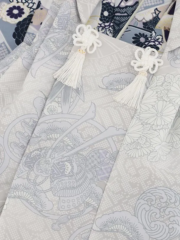 RENCA(3歳男児被布)3037 グレー×グレーのしに丸紋