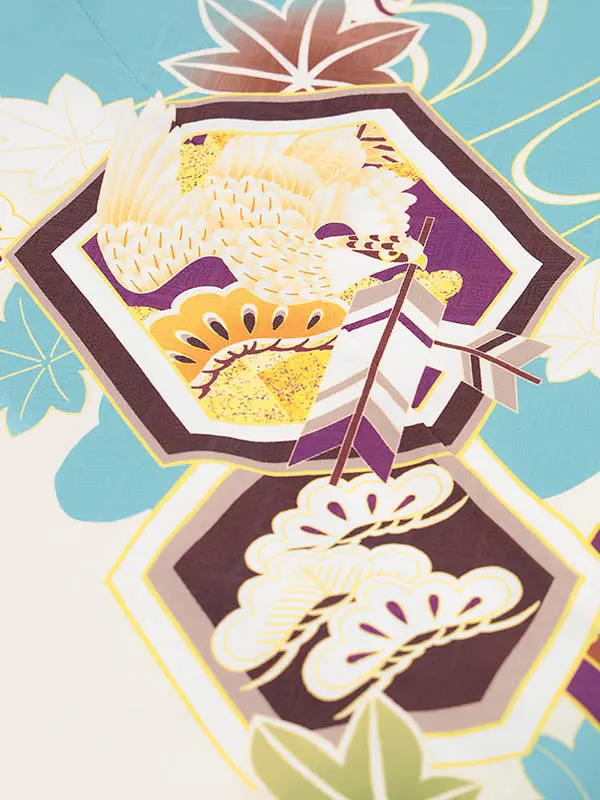 RENCA(5歳男袴)かんたん七五三5009 あさぎ色/亀甲紋に鷹x薄茶袴