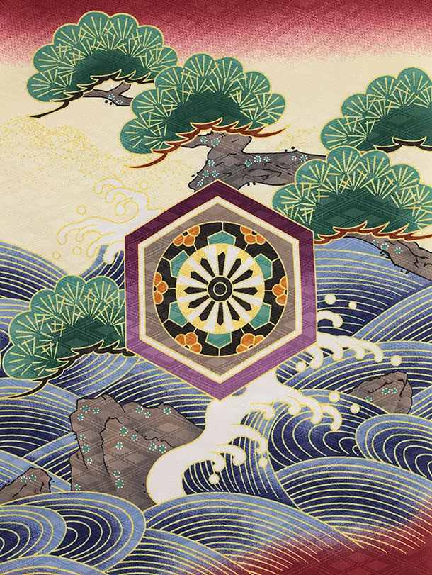 RENCAセレクション(5.6歳男袴)かんたん七五三5032臙脂鷹×ベージュ紋袴