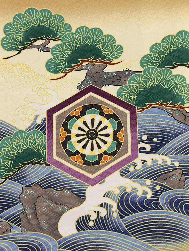 RENCAセレクション(5.6歳男袴)かんたん七五三5033金茶鷹×黒縞袴