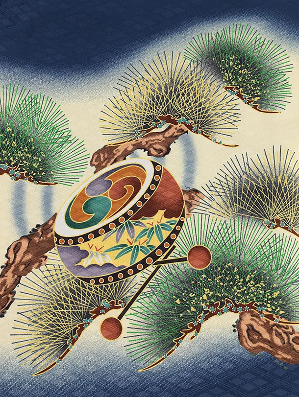 RENCAセレクション(5.6歳男袴)かんたん七五三5036紺兜×ベージュ紋袴