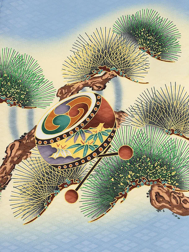 RENCAセレクション(5.6歳男袴)かんたん七五三5038水色兜×紺縞袴