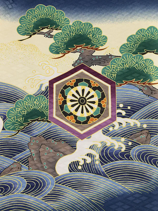 RENCAセレクション(5歳男袴)かんたん七五三5045紺鷹×黒縞袴