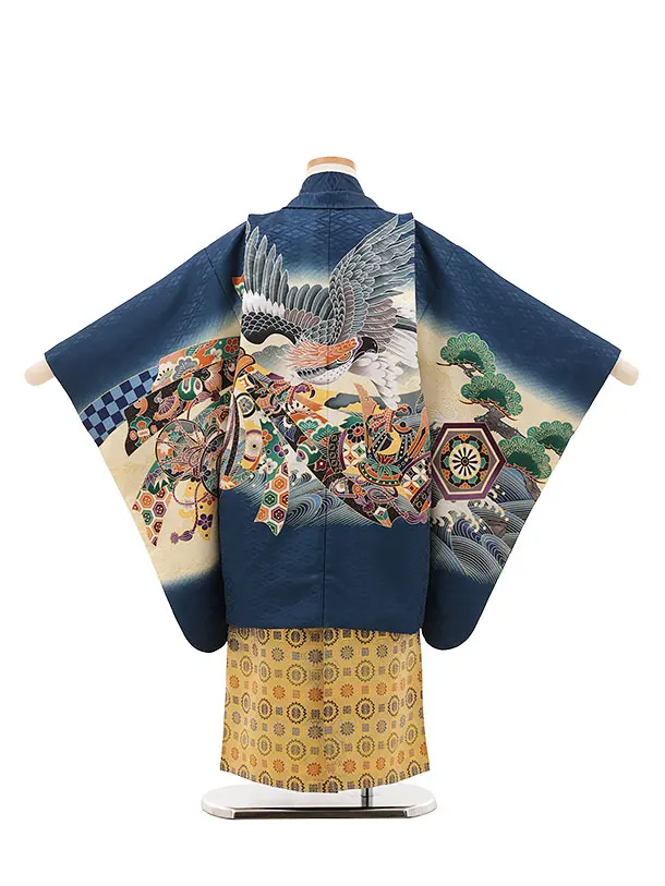 RENCAセレクション(5歳男袴)かんたん七五三5047紺鷹×金紋袴